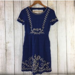 Lucky Brand blue embroidered dress